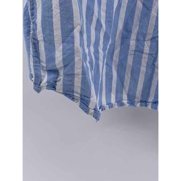 UNIQLO Women's Blue-White Striped Linen-Blend Button-Up Open-Collar Top SZ XL - Picture 8 of 10